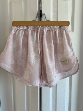 (2/$50) Ocean Drive Pale Pink Palm-Print Running Shorts